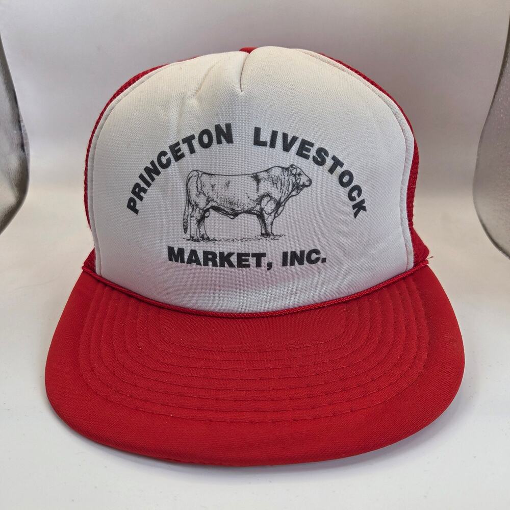 Vintage Princeton Livestock Market MN Re Play Foam Mesh Snapback Trucker Hat